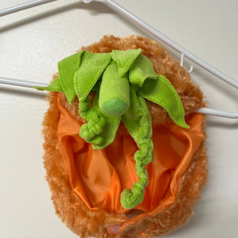 Pumpkin toddler costume/Med/18 mo old wore 2h/Hat/velcro/elastic/plush/non smo